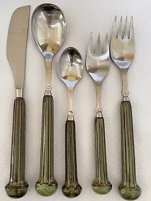 Denby England Flatware Sherwood Green Stone & 18-8 Steel 1 Place Setting • $35