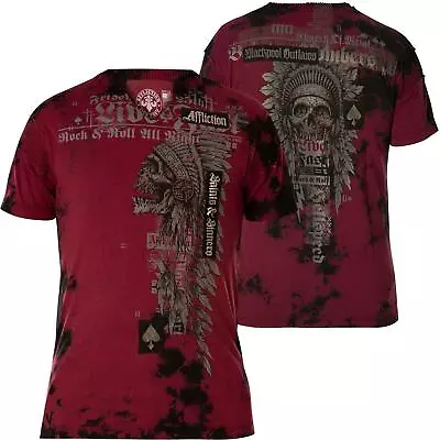 AFFLICTION Men's T-shirt BRIXTON TRIBE Red Vintage Indian Skull Biker S-2XL • $29.99