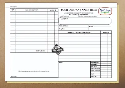 One Garage Repair Book / Invoice -  A4 50 Triplicate Sets In A Book NCR COLOUR • £19.99