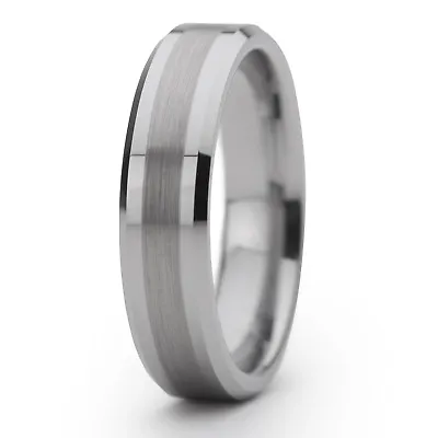 New Tungsten Carbide Brushed 2 Tone Mens Ladies Wedding Band Ring 6mm Version • £16.95