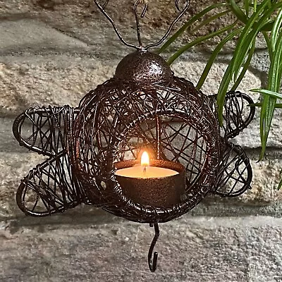 Bee Metal Tea Light Holder Garden Ornament Filligree Metalwork Home Brown Bronze • £11.19