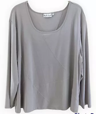 Habitat Women’s Pullover Pale Gray Scoop Neck Stretch Jersey Knit Top • $9.99