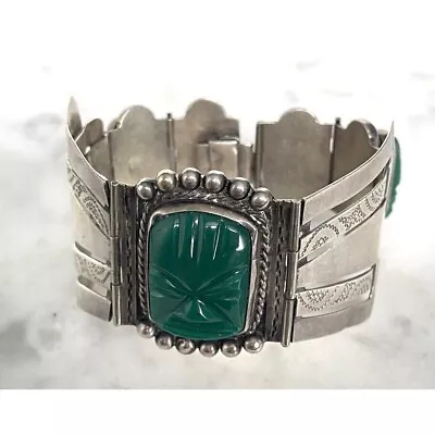 Vintage Ham Maker 925 Sterling Silver And Green Jade Maya/aztec Design Sky • $209