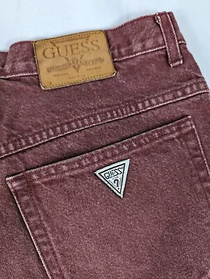 Guess Jeans Mens 38 Vintage 90s Burgundy Baggy Tapered Georges Marciano  • $49.98