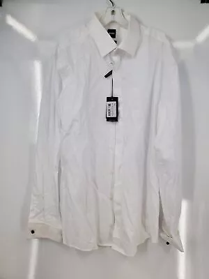 NWT Hugo Boss Men's White Slim Fit Easy Iron Long Sleeve Dress Shirt Size 17.5 • $15.99