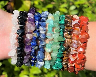 Natural Stone Chip Bracelet Crystal Healing Bracelet Valentine's Day Gift • $9.90