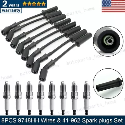 8x Spark Plugs And Wires Set For GMC Chevy Tahoe Hummer 5.3 6.0 V8 9748HH 41-962 • $33.99