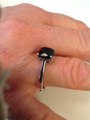 £22 • Buy Cushion Cut Black Spinel Sterling Silver Ring - With Certificate - Size T-u