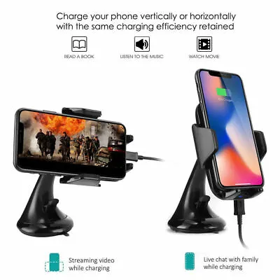 Wireless Car Charger 360 Windscreen Mount Dashboard Holder Mobile Phone Stand UK • £4.49