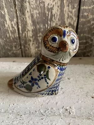 Vintage Hand Painted Mexico Folk Art Pottery Tonala Signed 5.25” Tall Owl • $10