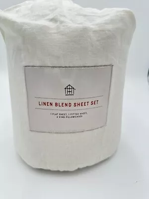 King Linen Blend With Hem Stitch Sheet Set Sour Cream - Hearth & Hand Magnolia • $69.95