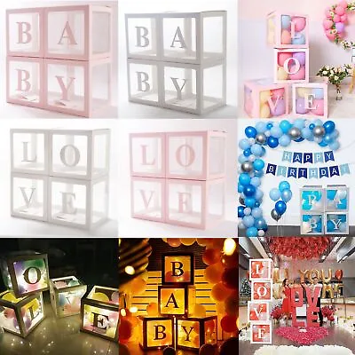 BABY LOVE ONE Balloon Box Cube Clear Boxes Birthday Baby Shower Party Wedding AU • $12.99