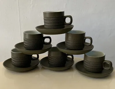 A Set Of 6 Denby Chevron Cups And Saucers  • £16