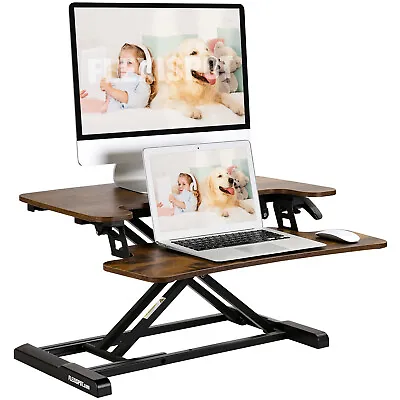 FlexiSpot 35  Standing Desk Riser Keyboard Tray Stand Up Desk Converter Rustic • $59.99