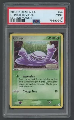 £29.99 • Buy Pokemon Card - PSA 9 Grimer 54/92 - EX Legend Maker Rev Holo STAMP - MINT PSA9