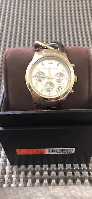 Michael Kors Womens Watch Used Gold Colored Tortoise Gold Link Date Face • £67.56