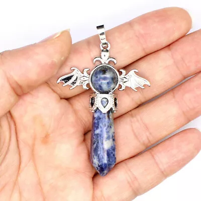 Natural Angel Wing Crystal Point Hexagonal Column Pendant Bead Stone Gift Quartz • $3.39