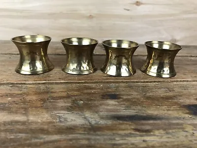 Set Of 4 Vintage Hammered Brass Napkin Rings Dimpled Texture • $12.99