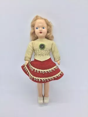 1950’s Mid Century 7.5 Inch Majorette Blonde Doll Felt Shirt & Skirt Unmarked • $9.99