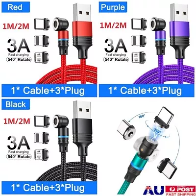 3in1 2M Magnetic Cable Phone Charging Charger Micro USB/Type-C/USB-C/iPhone Cord • $8.99