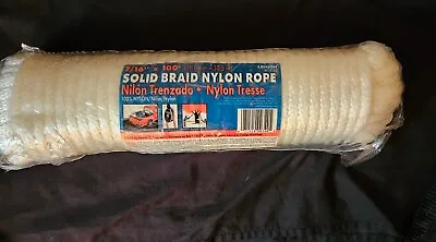 7/16 In. X 100 Ft. White Solid Braid Polypropylene Pro-Grade Rope • $32.15