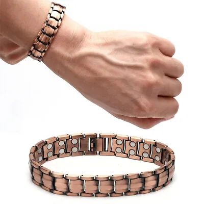 Retro Copper Magnetic Link Therapy Bracelet Arthritis Pain Relieve Bracelet Gift • $6.49