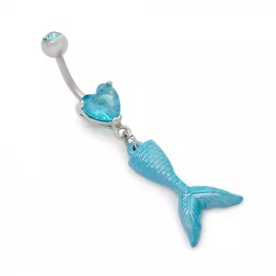Blue Heart Mermaid Jeweled Navel Belly Button Rings New Body Jewelry • $5
