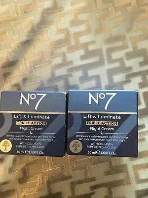 2 X No7 Lift And Luminate Triple Action 2x 50ml  NIGHT  Cream  SPF15 50ml • £30