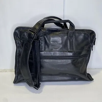 TUMI 9603D3 Alpha Leather Slim Attache Laptop Briefcase In Black Shoulder Strap • $195