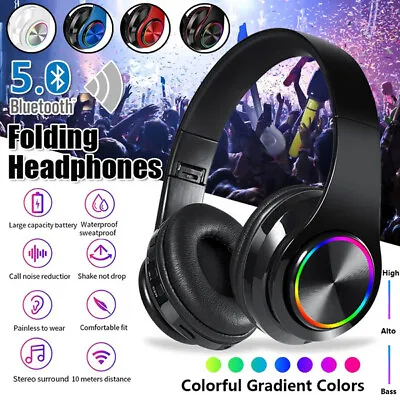 $28.59 • Buy Wireless Bluetooth 5.0 TV Headphones Over Ear Headsets With Mic USB Transmitter