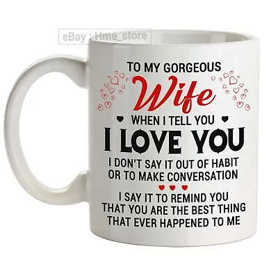 To My Gorgeous Wife Coffee Mug Best Gifts From Husband To Wife Cup I Love You • $18.95