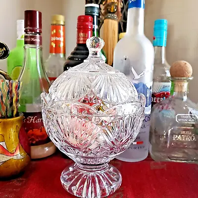 Godinger Shannon Crystal Covered Freedom Candy Dish 9  Heavy Cut Fire Polished • $25