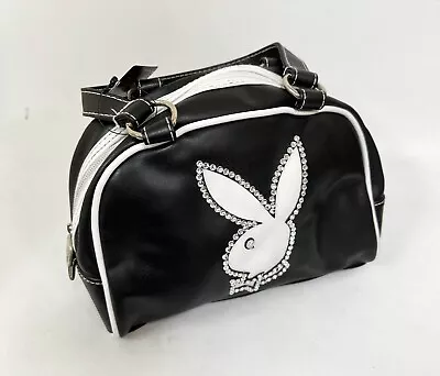 Vintage Playboy Ladies Bag Black/ White Bunny With Rhinestone Design • $59.98
