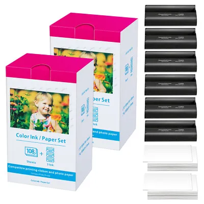 2 Set Canon KP-108IN Ink 4 X6  Photo Paper For Selphy CP1300 CP1200 CP1000 CP900 • £53.91