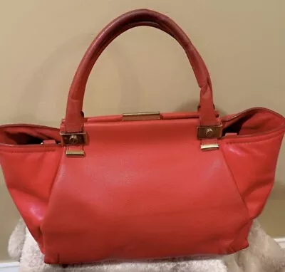 **Preowned** Authentic Lanvin Trilogy Leather Satchel Tote Shoulder Bag - Red • £216.85