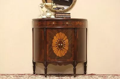 Demilune Half Round Marquetry 1930 Hall Console • $10000