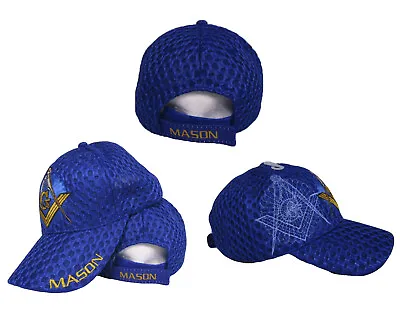 Mason Masons Masonic Royal Blue Shadow Trucker Mesh Texture Cap Hat • $44.44