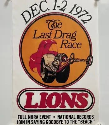 Vrhtf Nhra Vintage Style  Lions Drag Strip  Last Drag Race 14  X 20  Poster • $124.99