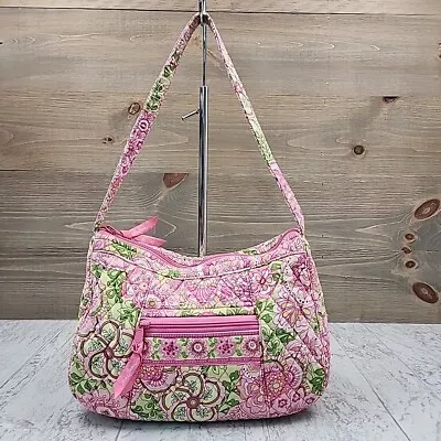 Vera Bradley Womens Petal Pink Handbag Shoulder Bag Quilted Retired Floral Purse • $24.99