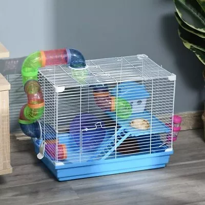 Multi-Activity Hamster Cage Carrier Small W/ Exercise Wheel Tunnel Tube Pawhut • £27.95