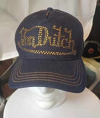 Von Dutch Rhinestone Denim Trucker Hat Vintage • $43.70