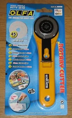 OLFA 45mm Rotary Cutter RTY-2/G Sewing Quilt Cuts Fabric Leather Paper *NEW* • £11.95