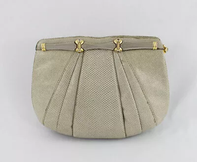 Judith Leiber Auth Vintage Beige Lizard Shoulder Bag Clutch Handbag  • $259