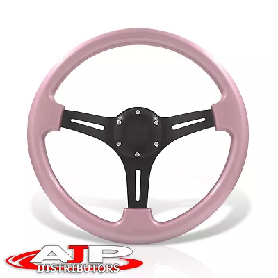 6-Bolt Pink JDM Aluminum Racing Drift Deep Dish Horn 14  350mm Steering Wheel • $44.99