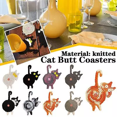 $3.31 • Buy Coasters For Drinks Holder Cat Butt Cup Mat Pad Handmade Knitted Cushions 2022