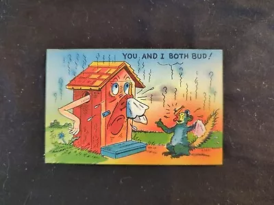 Vintage Postcard Comic Card Outhouse You And I Both Bud Skunk Linen  Unused • $3.99