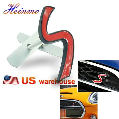 3D Red  S Logo Badge Front Grille Emblem For  Cooper R55 R56 R60 F55 F56 • $8.46