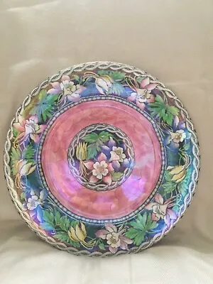 Maling Green Decorative Plate With Rose Lustre Floral Design • £58