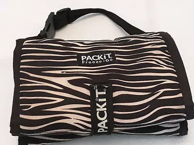 $15.30 • Buy Packit PK2 Lunch Bag Freezable Deluxe Foldable Reusable Zebra Black White