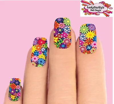 Waterslide Full Nail Decals Set Of 10 - Colorful Spring Flowers  • $2.40